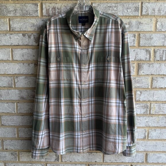 Lucky Brand Long Sleeve Button Up Collared Plaid Cotton Blend Shirt Size XXL - Picture 1 of 9